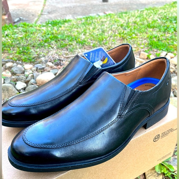 Clarks Whiddon Step Slip On Loafer Black Leather New with Box Men Sz 10 1/2 M - Picture 1 of 11